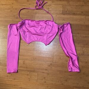 Pink Off-Shoulder Crop Top